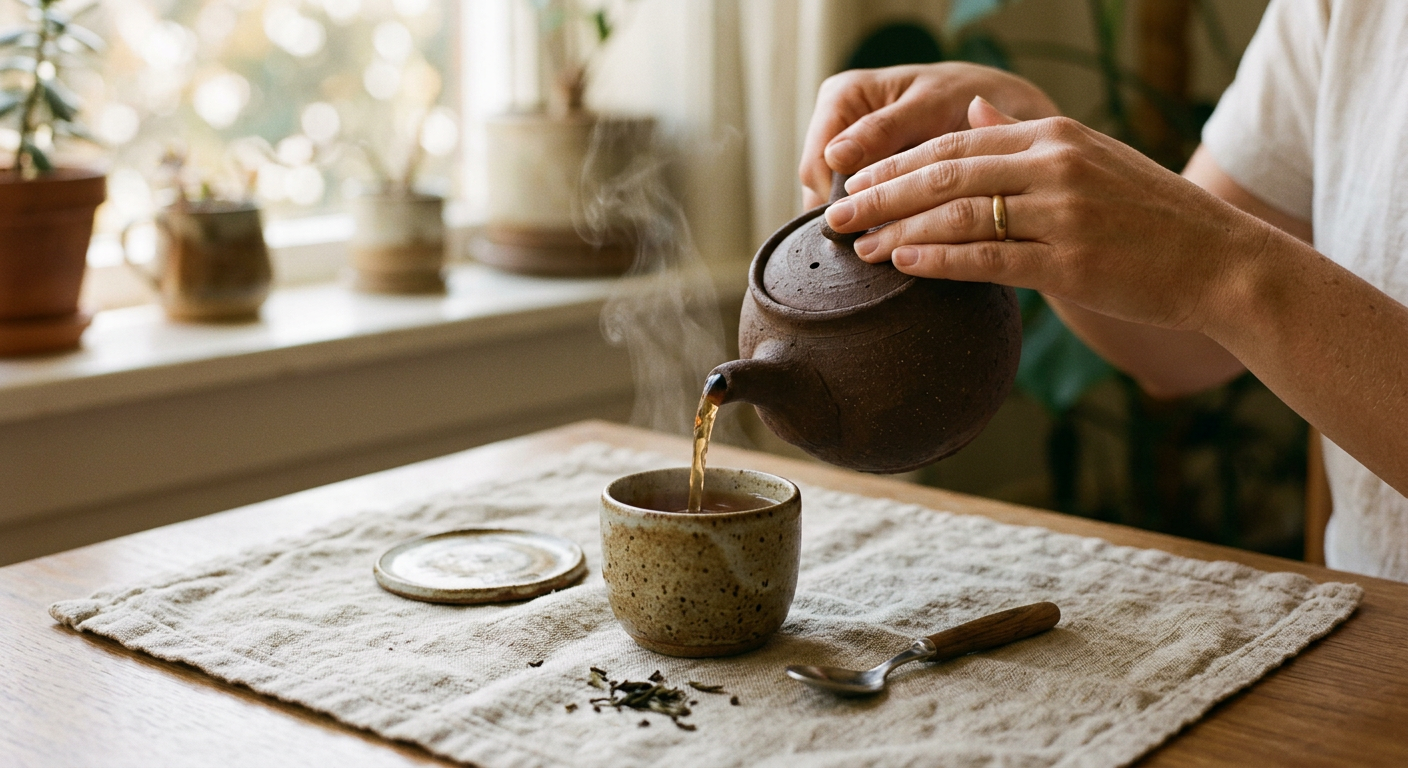 Tea ritual, linen cloth